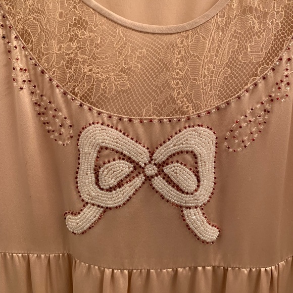 Silk cream Jill Stuart dress with beaded bow - Picture 3 of 5
